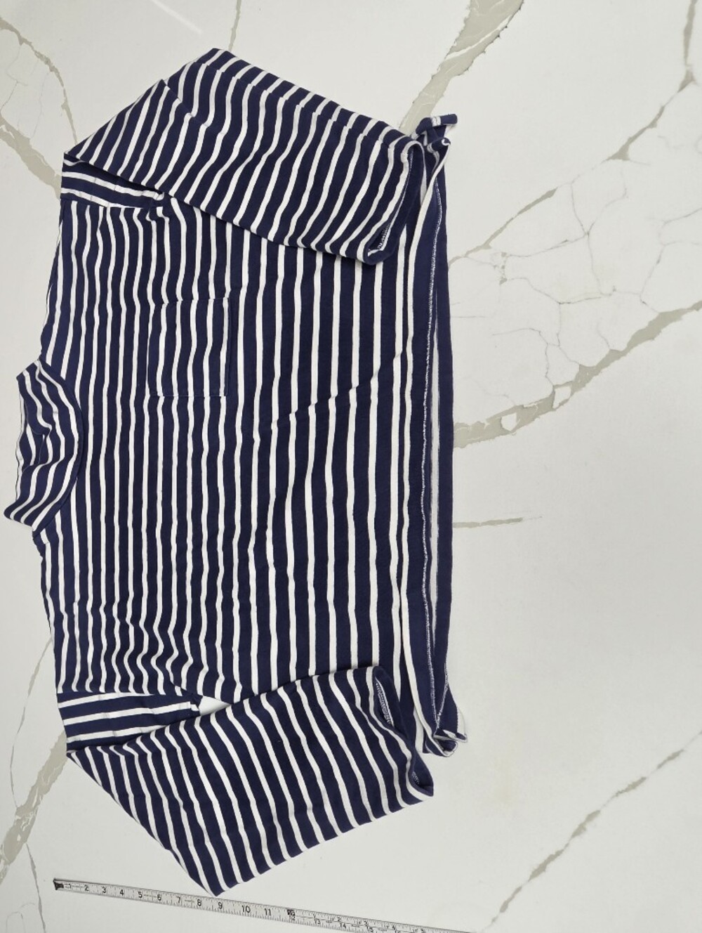Vineyard Vines 100% Cotton Navy Striped Mock Neck Long Sleeve Top - M